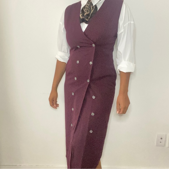 Vintage Dynamite Eggplant Midi Dress - Size S /M - Picture 6 of 11